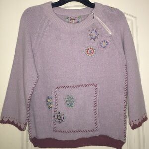 Free People Lavender Embroidered Sweater
